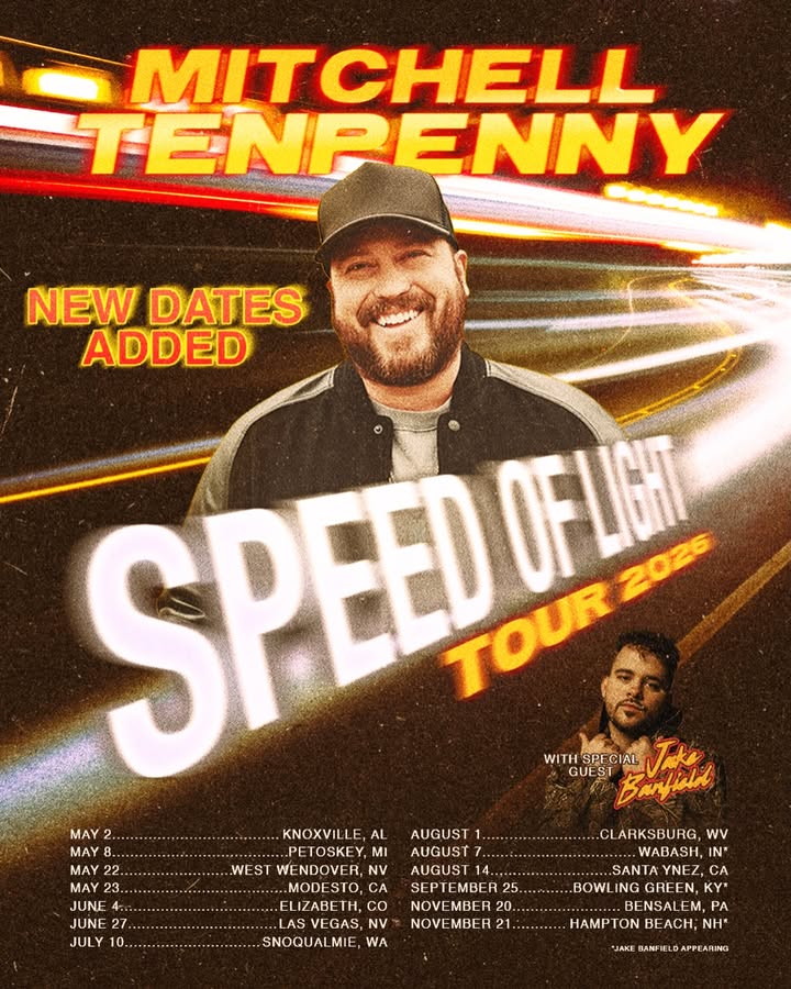 Mitchell Tenpenny Speed of Light Tour Poster 2026